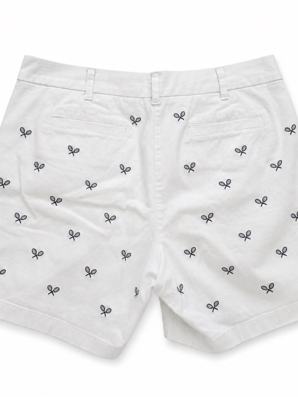 J. Crew White Shorts with Navy Tennis Racket Embroidery - Picture 6 of 7